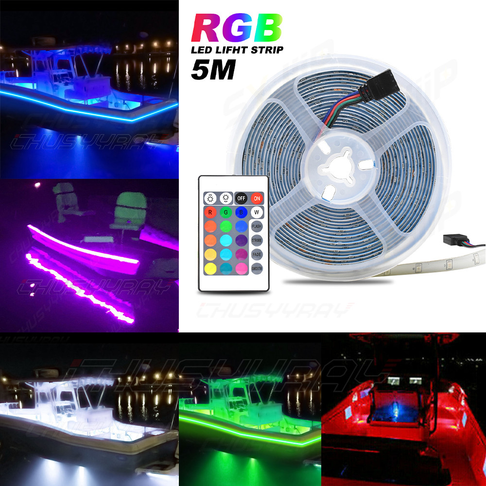 RGB LED Boat Light Deck Waterproof 12V Bow Trailer Pontoon Light Strip Marine #1