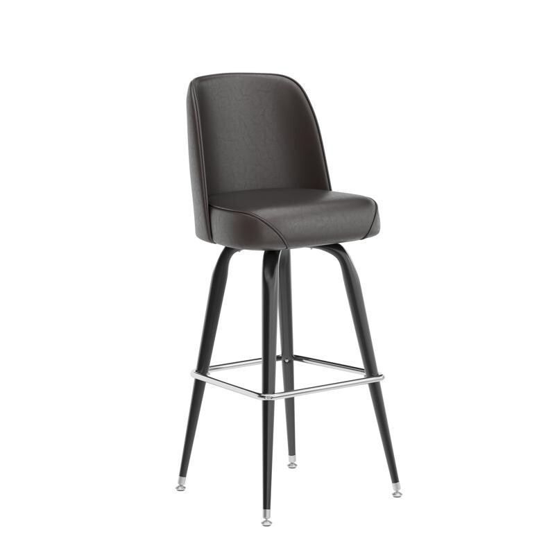 Commercial Quality Metal Restaurant Barstool with Brown Vinyl Swivel Bucket Seat