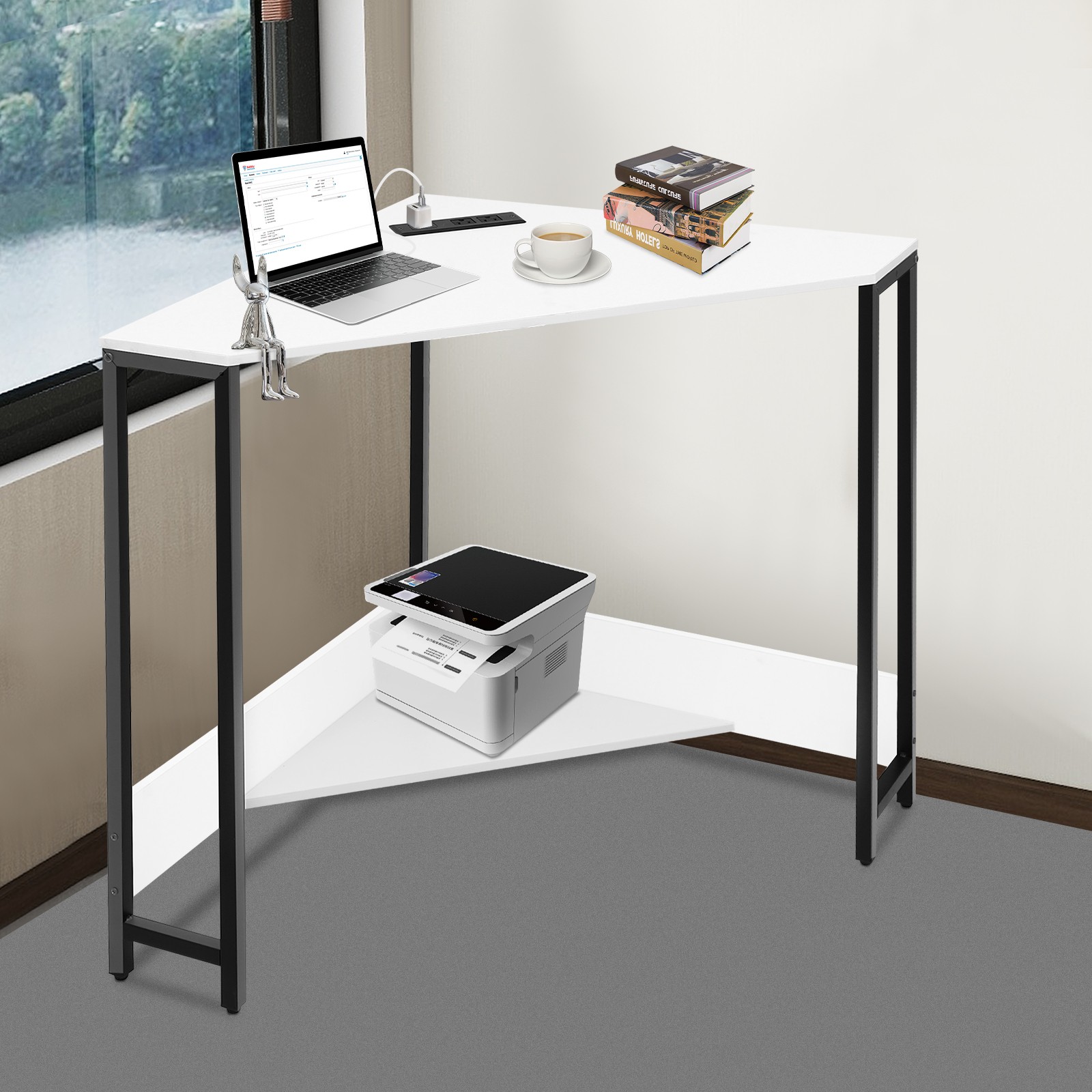 68×68×75 cm Corner Desk with Outlets for Compact Spaces and Modern Design