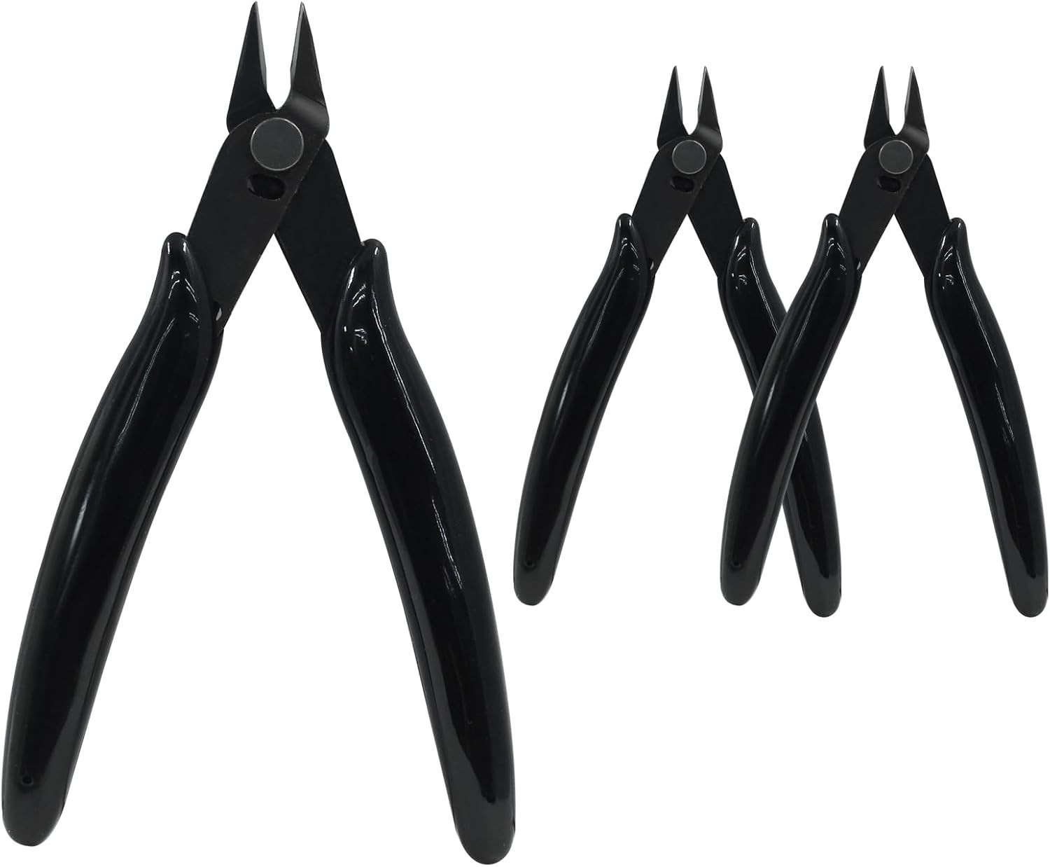 3 Pack 170Ii Wire Flush Snips Micro Wire Cutters, Black | Blue Nippers Diagonal