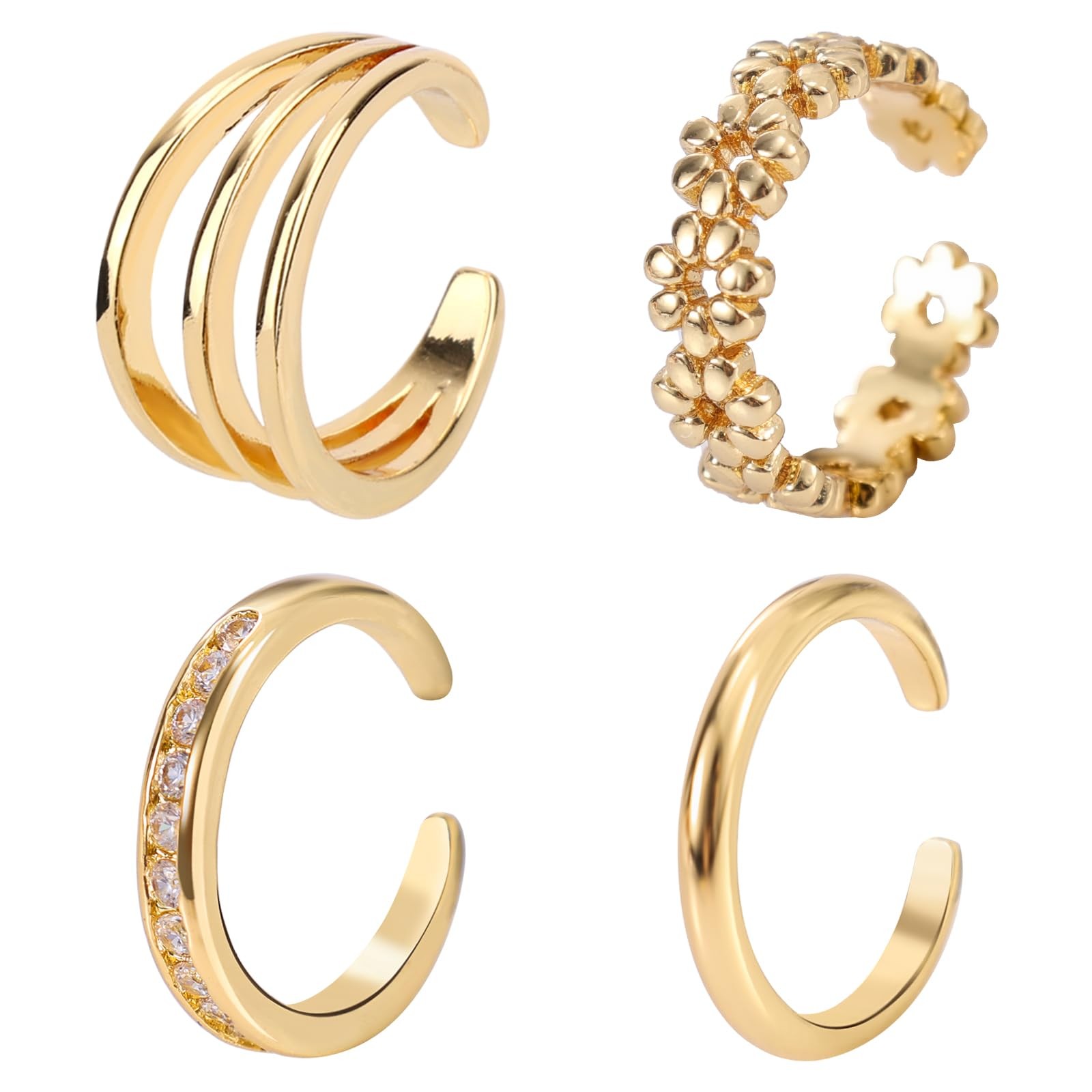 Mikovivi 4pcs Toe Rings for Women, Adjustable Non-Tarnish gold-colored