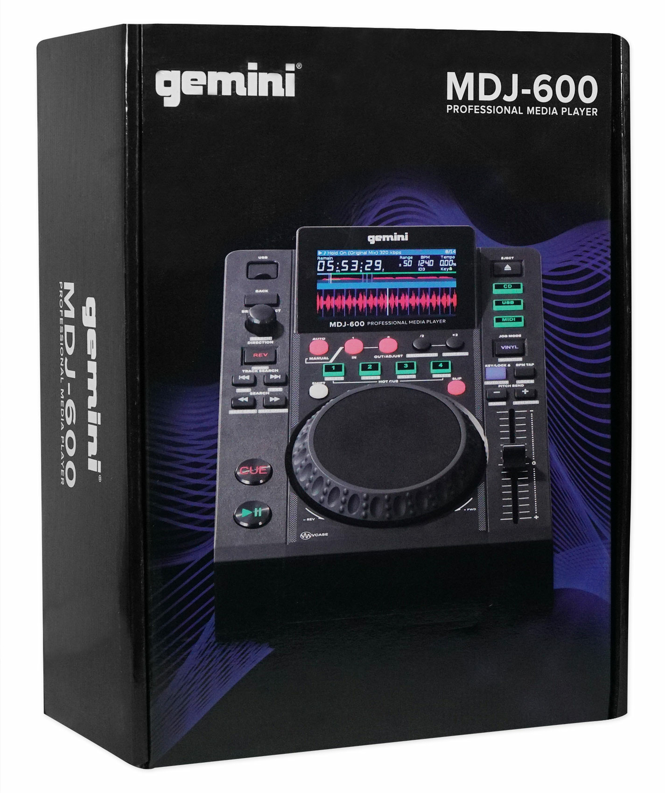 Gemini MDJ-600 Tabletop USB/CD Media Player DJ MIDI Controller + Power Strip