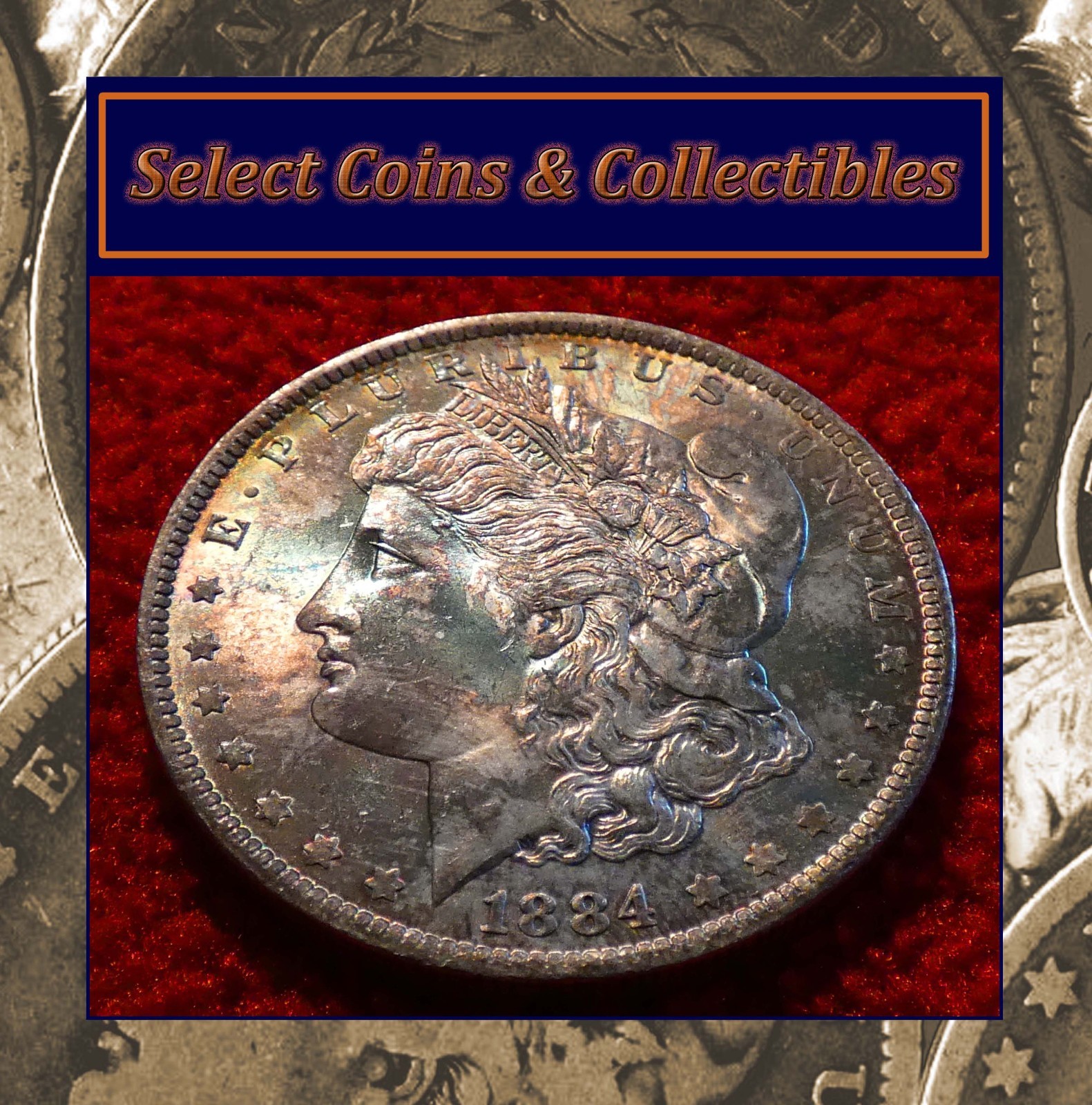 1884-O BU+ PQ Morgan Silver Dollar Beautiful Multi-Color Toning! #2453