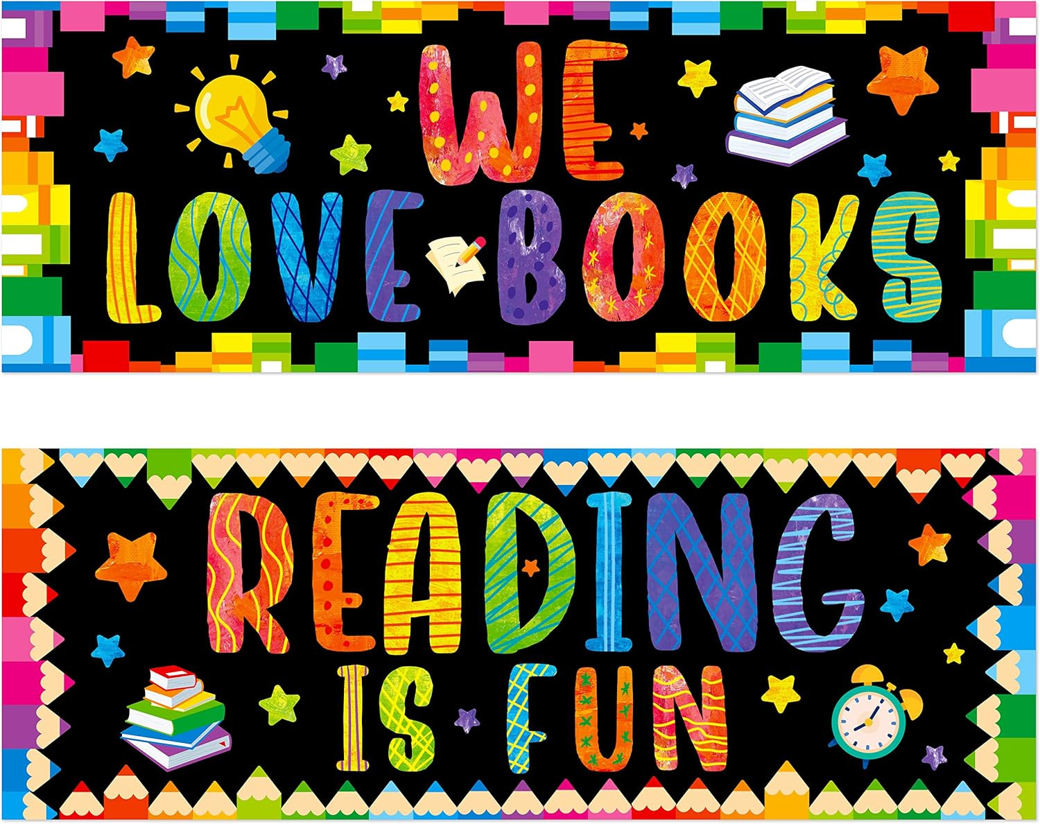 Classroom Banner Poster, 2 PCS Inspirational Bulletin Board Decoration Colorful