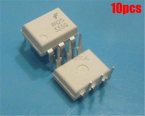 10Pcs Transistor 4N25 6Pin Dip Optoisolator Ic New ak