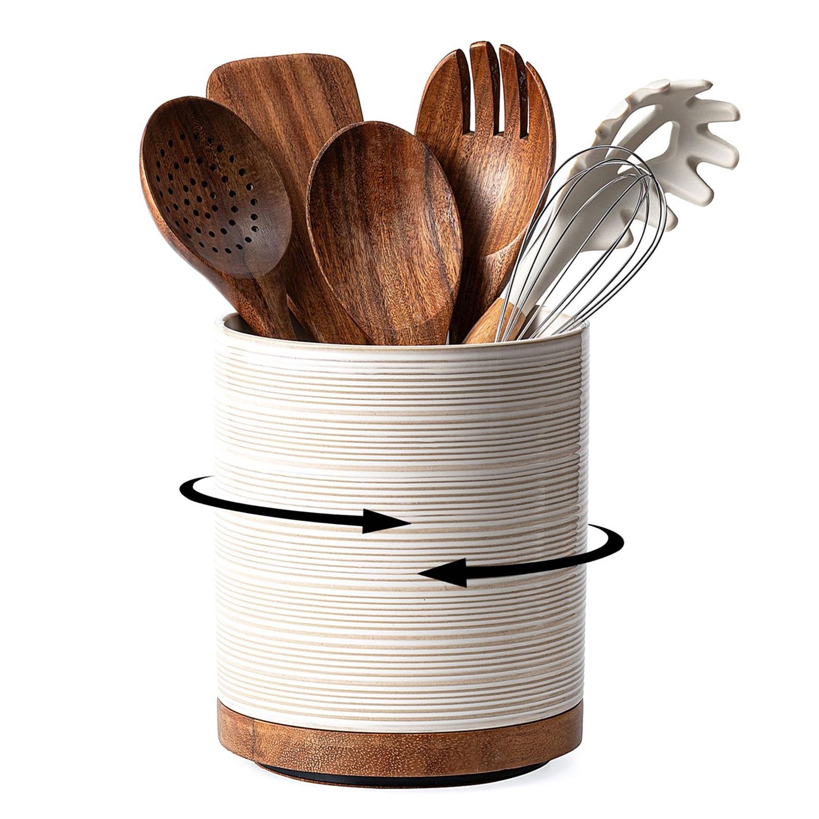 Utensil Holder, 360° Rotating Extra Large Ceramic Kitchen Utensil Holder for ...