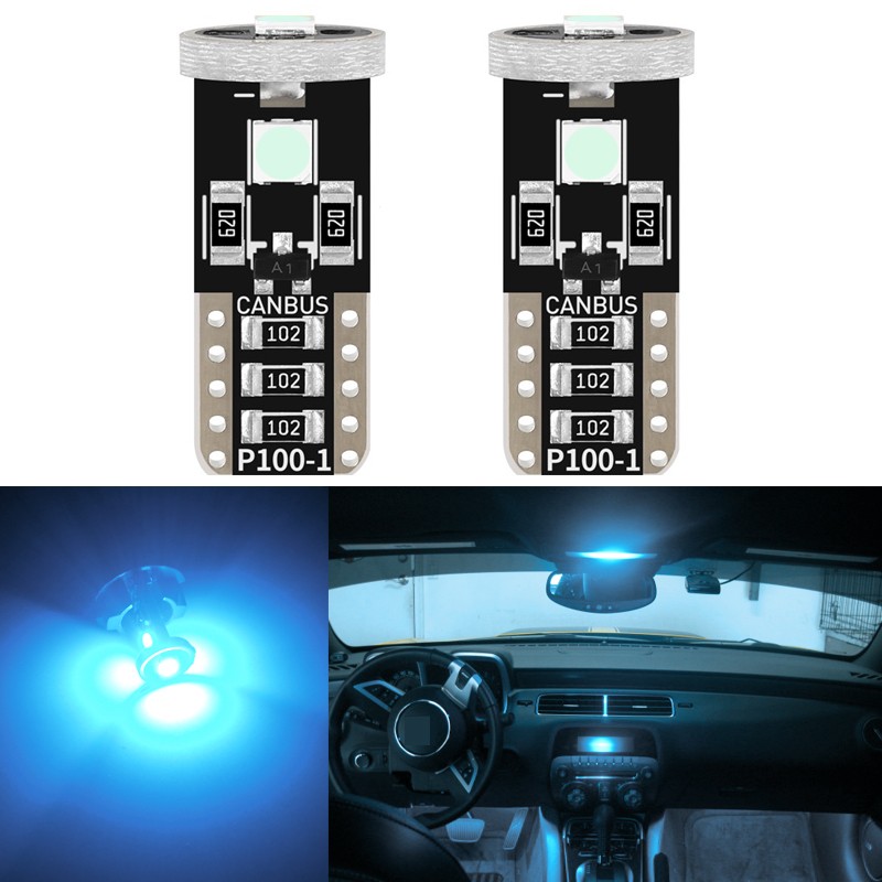 2pcs Ice Blue 168 W5W 12961 LED Interior Map Light Bulbs Bright T10 2825 Canbus