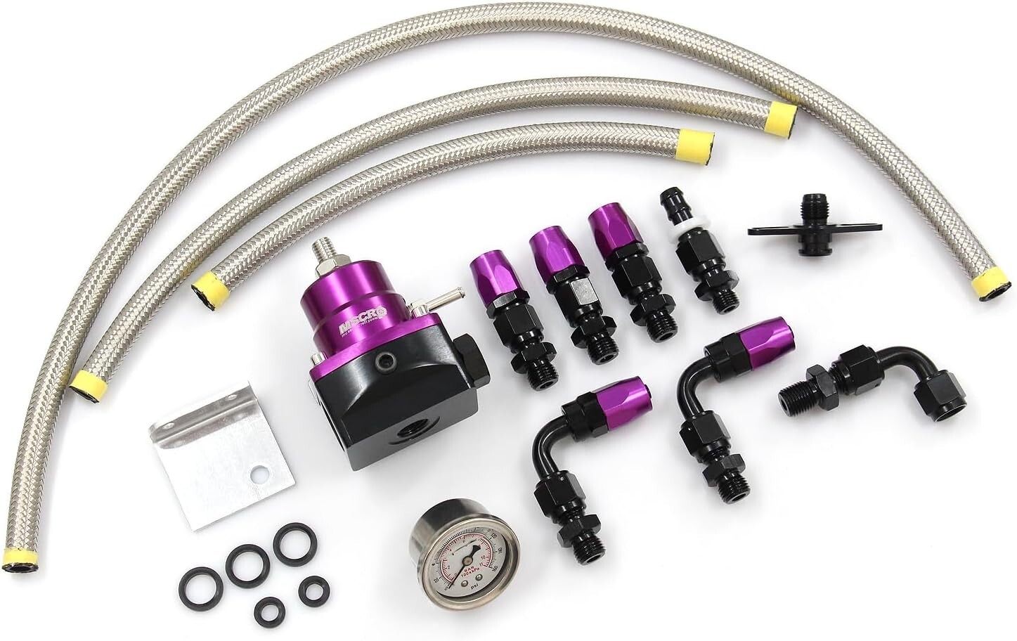 Adjustable Universal EFI Fuel Pressure Regulator Kit with 0-160psi Fuel Pressure