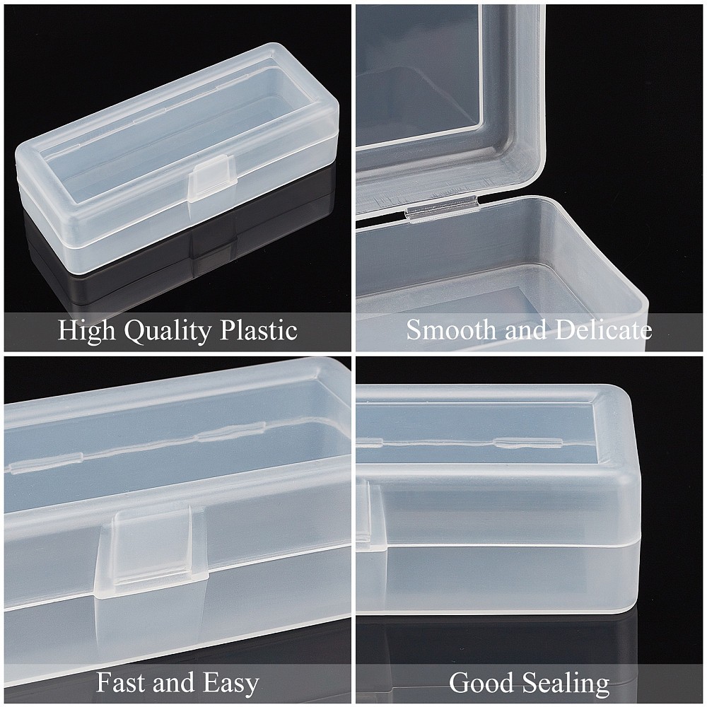 6pcs PP Plastic box. Rectangle White 12x5x3.2cm Inner Size: 12.2x4.7cm Bead