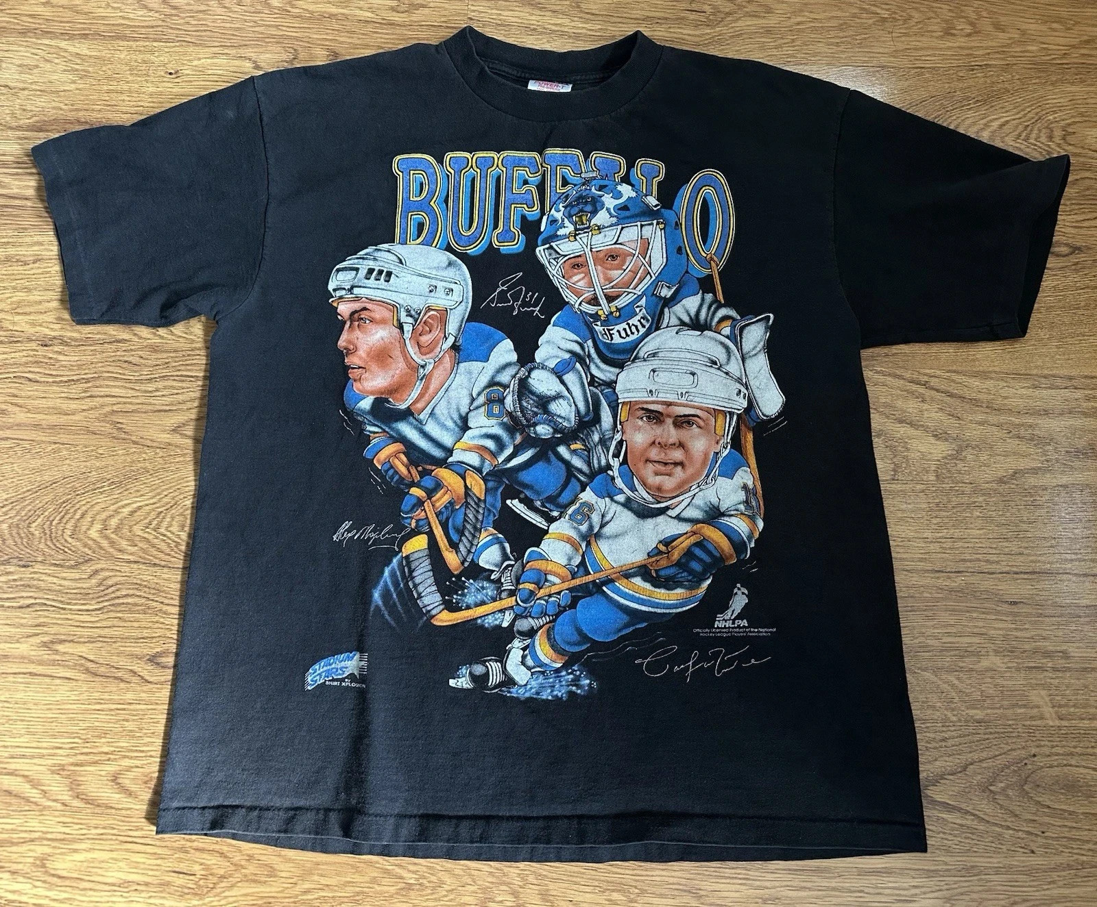 Vintage 90s Buffalo Sabres Caricature Tee Shirt hockey VK09856