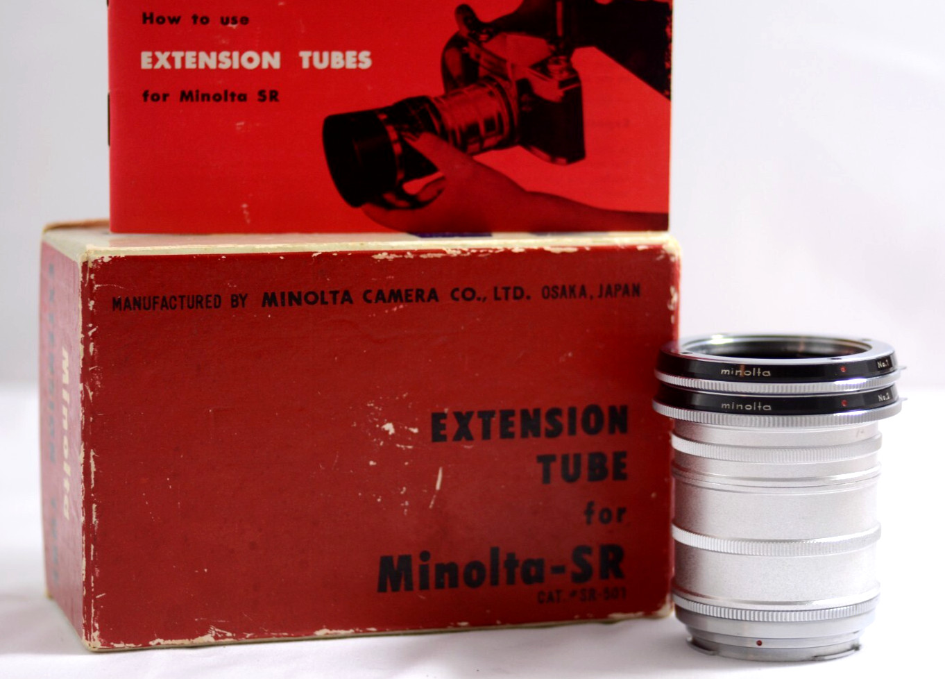 VINTAGE MINOLTA SR 5PC EXTENSION TUBE SET WITH BOX AND INSTRUCTIONS (MINT)