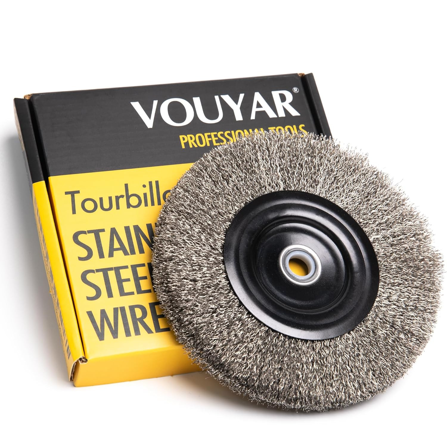 6 Inch Stainless Steel Wire Wheel for Bench Grinder with 1/2-Inch and 5/8-Inch A