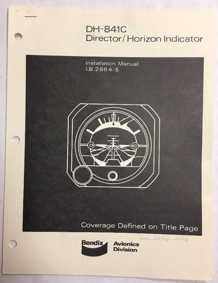 Bendix DH-841C Director Horizon Indicator  Orginal Installation Manual