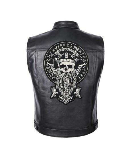 Viking Thor hammer and Skull patch for bikers, motoclub jacket, Large patch,...