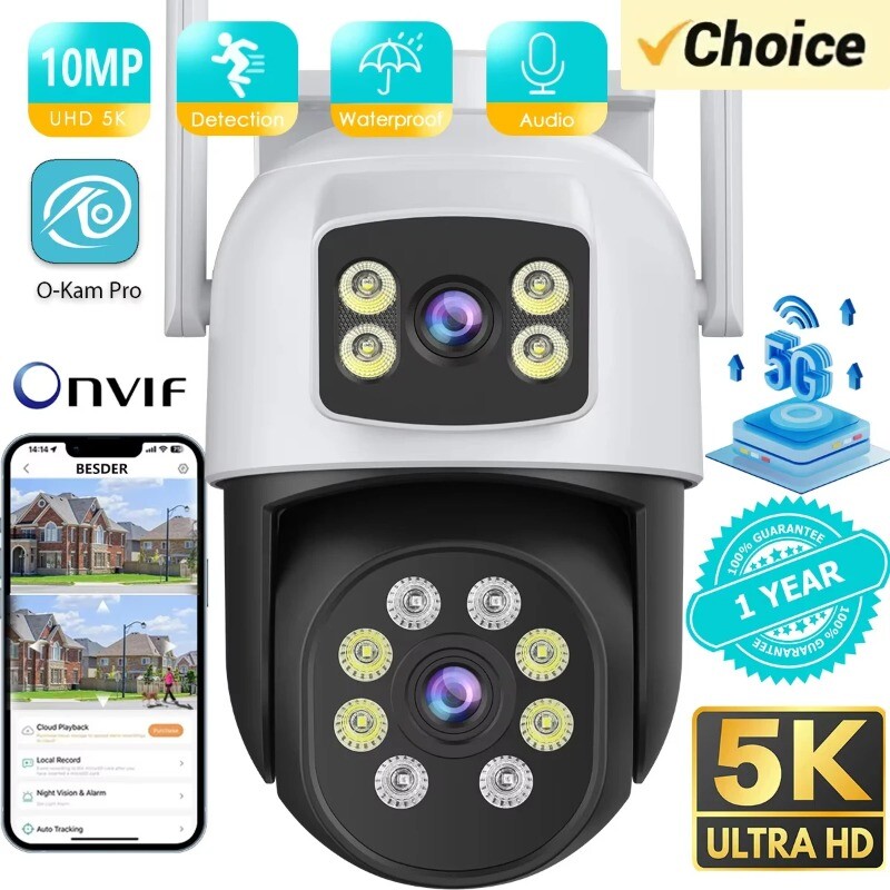 10MP 5K PTZ WiFi IP Camera Security Color Night Vision Auto Track CCTV Cameras