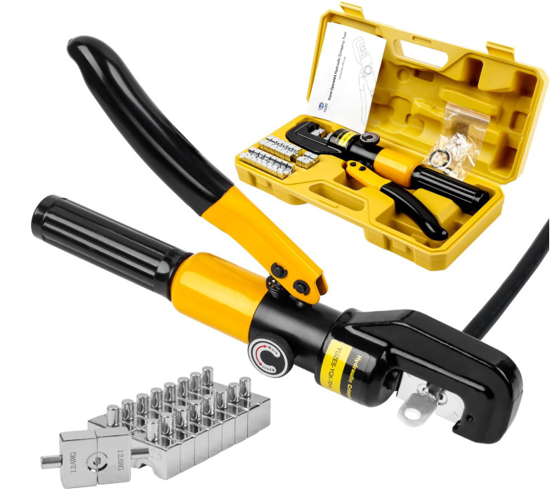 Crimpadora hidráulica 10T para cables 12 AWG–2/0 con 9 matrices