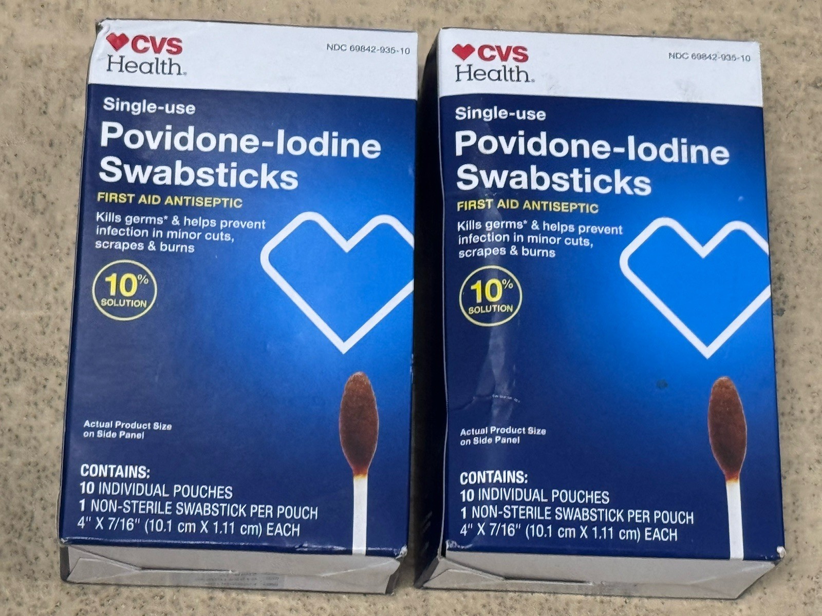 2 Boxes Povidone-Iodine Swabsticks 10 Single Use Individual Pouches CVS Health