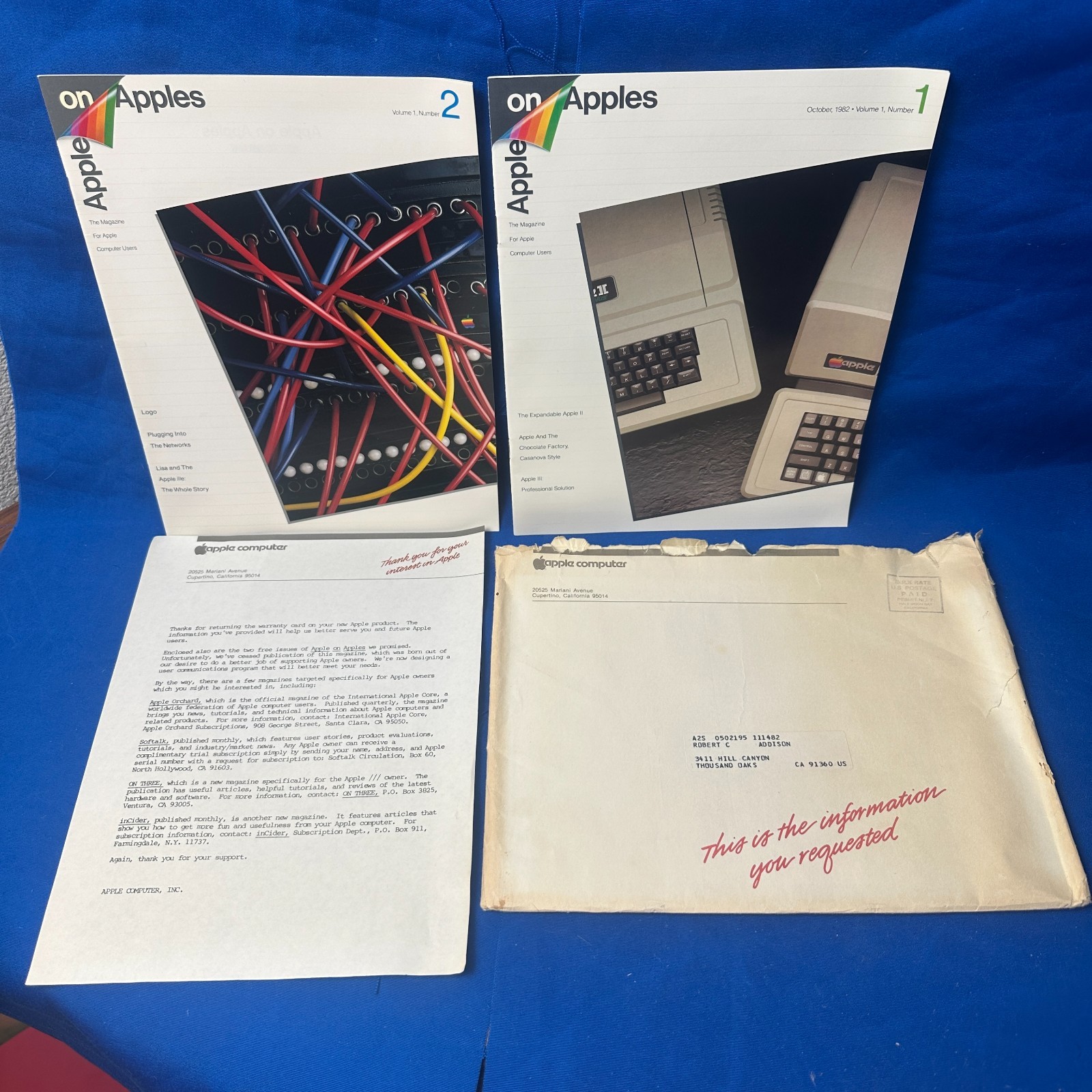 Apple On Apples Magazine Vol 1 No 1 & 2 (1982) Original Apple w/Mailing Envelope