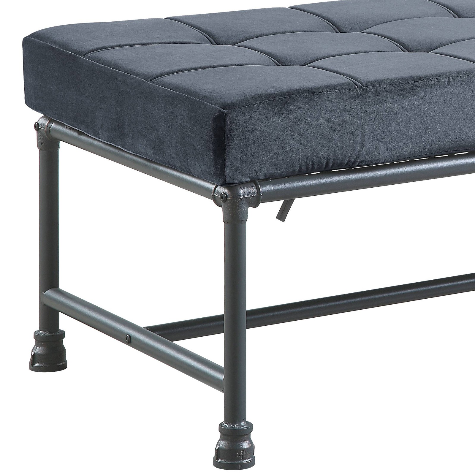 Brantley Gray Velvet & Sandy Gray Finish Bench