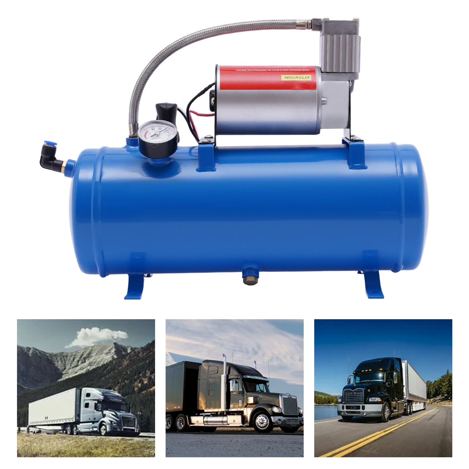 Air Compressor 1.6 Gallon DC 12V 23A 100 Psi Ultra Quiet Oil Free