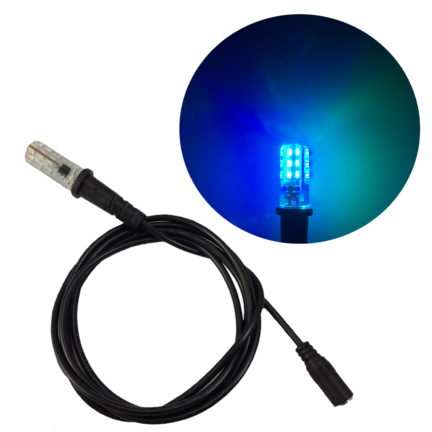 water special effects light blue green cyan LED 12V DC barrel connector 5' cable
