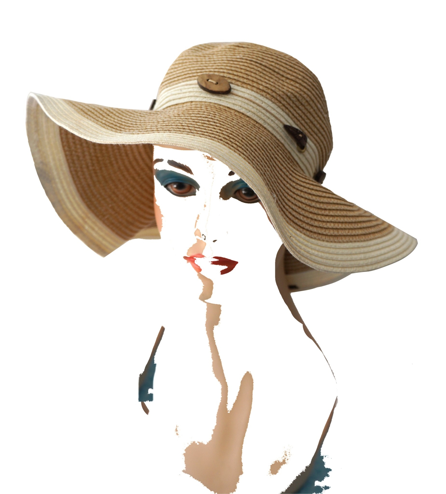 COASTAL HEADWARE sz S Embellished Natural Woven Fiber Floppy Sun Hat NEW
