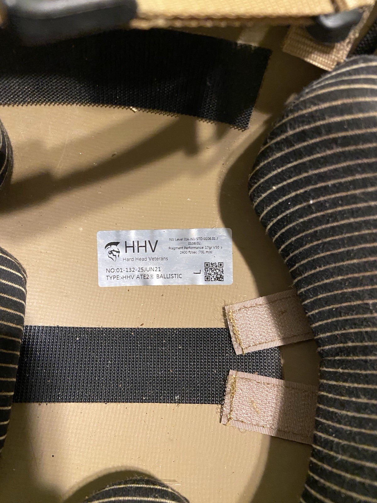 Hard Headed Veterans ATE2 Ballistic Hi Cut Tan, Size Large With ARC Rails