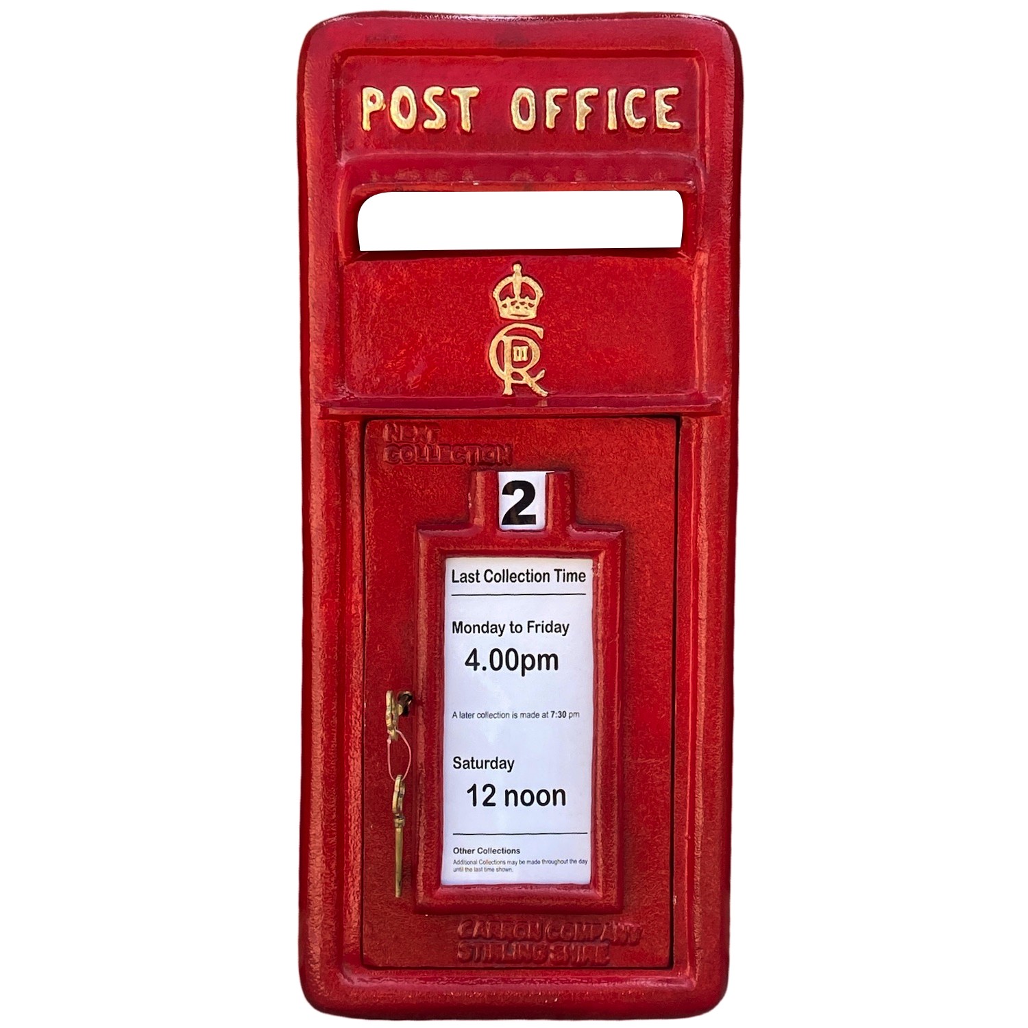 English CR III Post Box Front in Red Cast Aluminum Post Office Mailbox