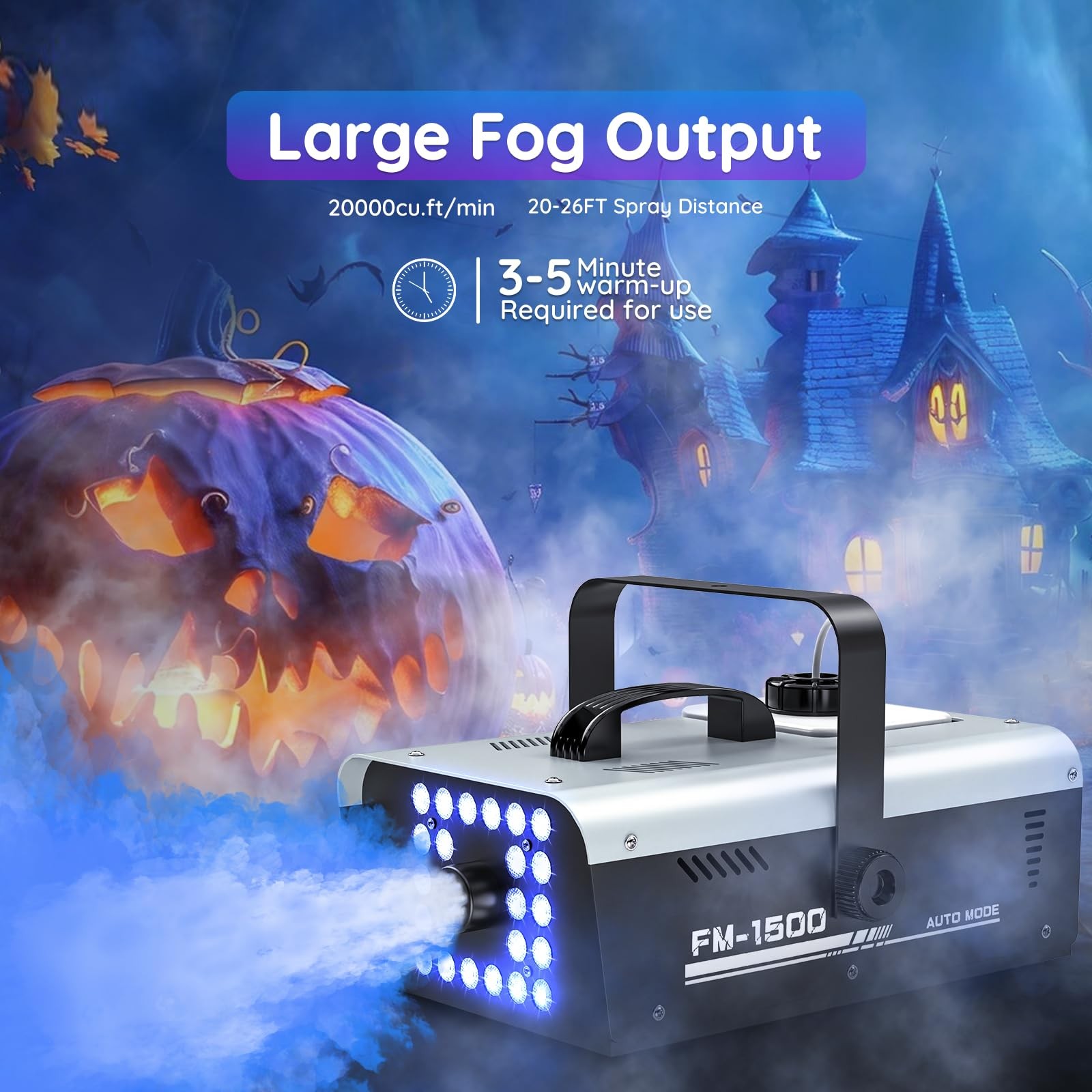 Create Spooky Fog Effects Instantly - 1500W Machine with 24 LED Strobe