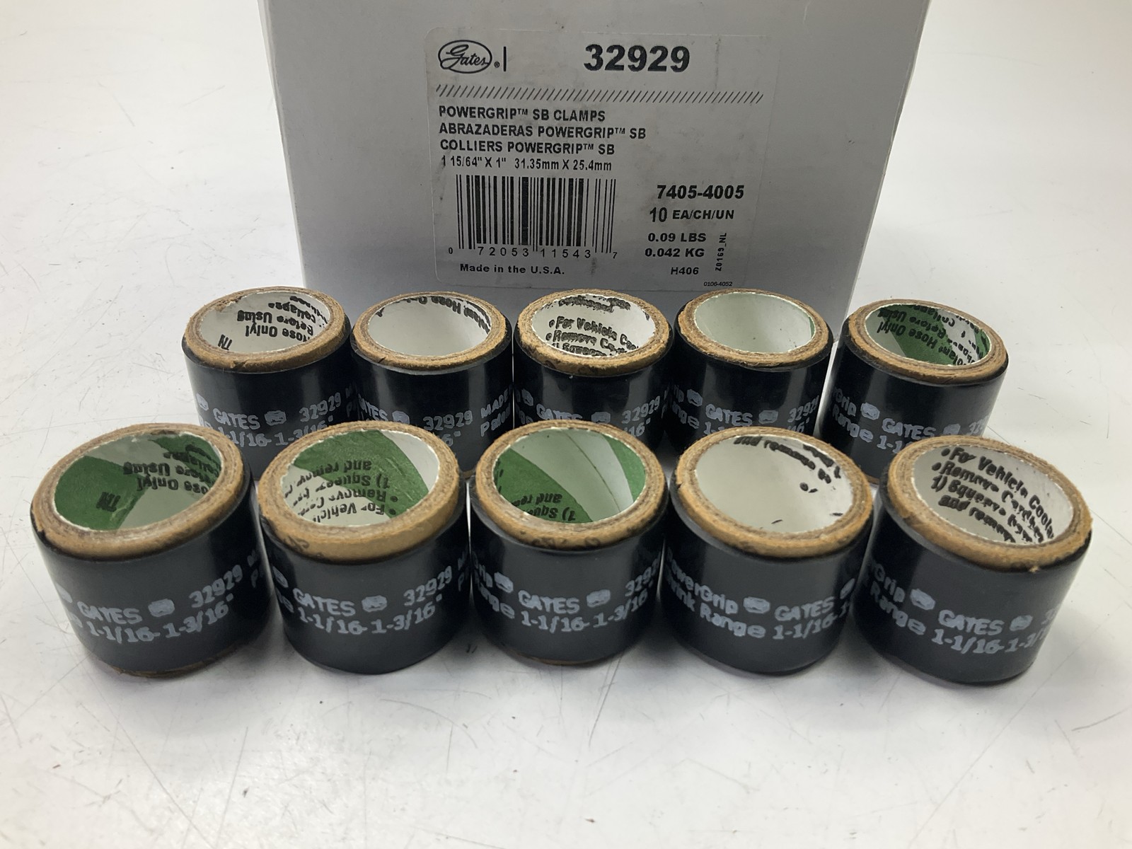 (10) Gates 32929 PowerGrip Power Grip Thermoplastic Hose Clamp 1-1/16-1-3/16"