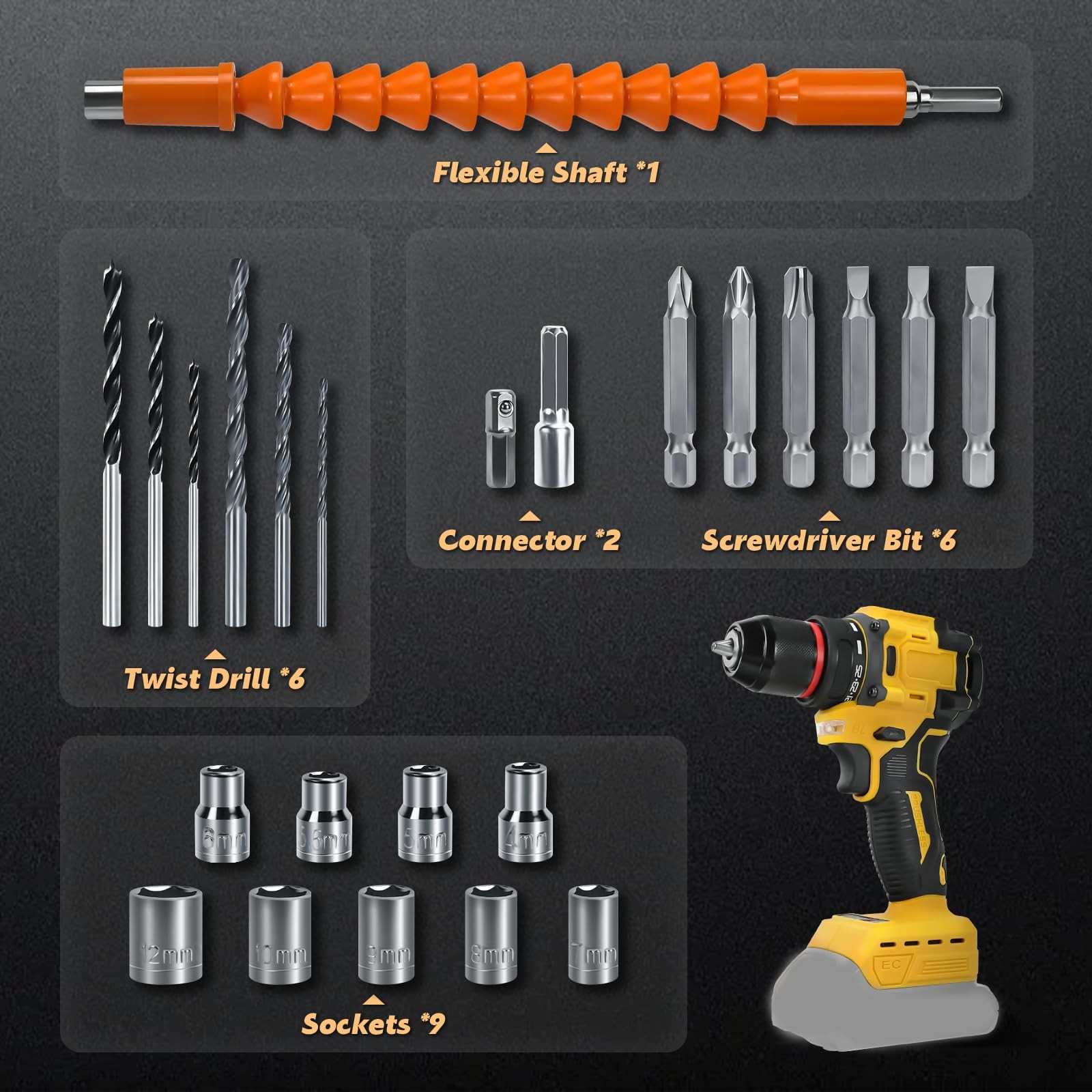 Cordless Drill Driver, Electric for Dewalt 20V Battery, Brushless...