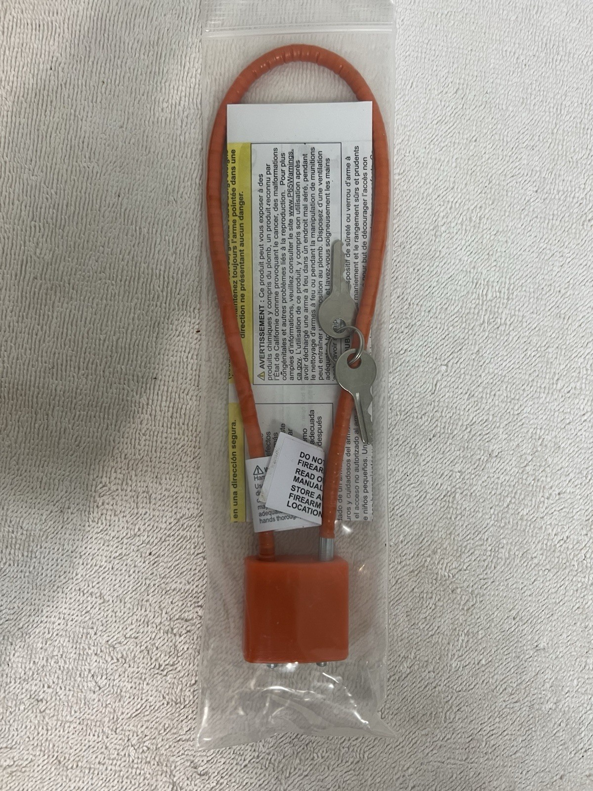 Firearm Keyed Cable Lock (orange) Never Used