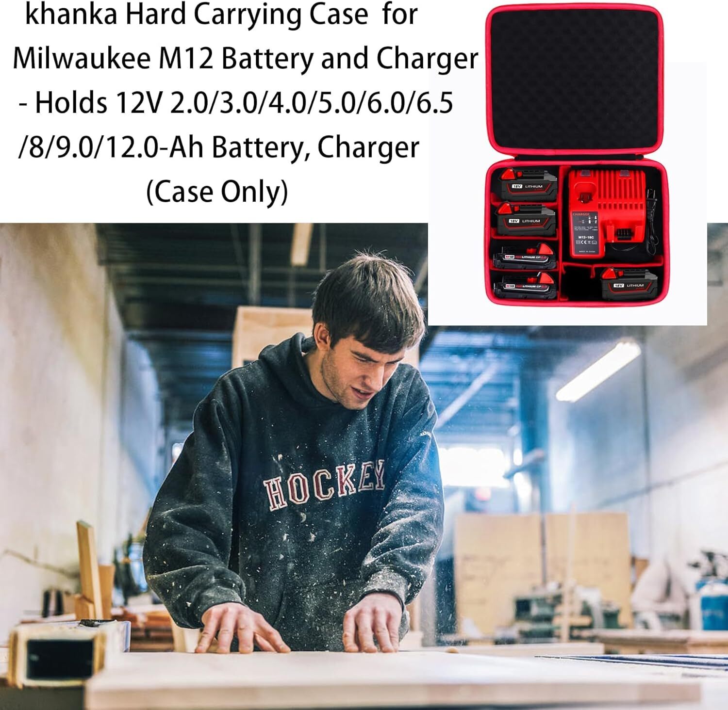Hard Battery Storage Box Holder Carrying Case Replacement for Milwaukee M12 M18.