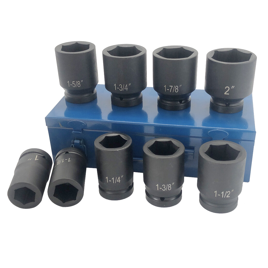 9PCs 1" INCH DRIVE DR DEEP SAE SIZE IMPACT SOCKET WRENCH (1"-2") Vehicle Repair