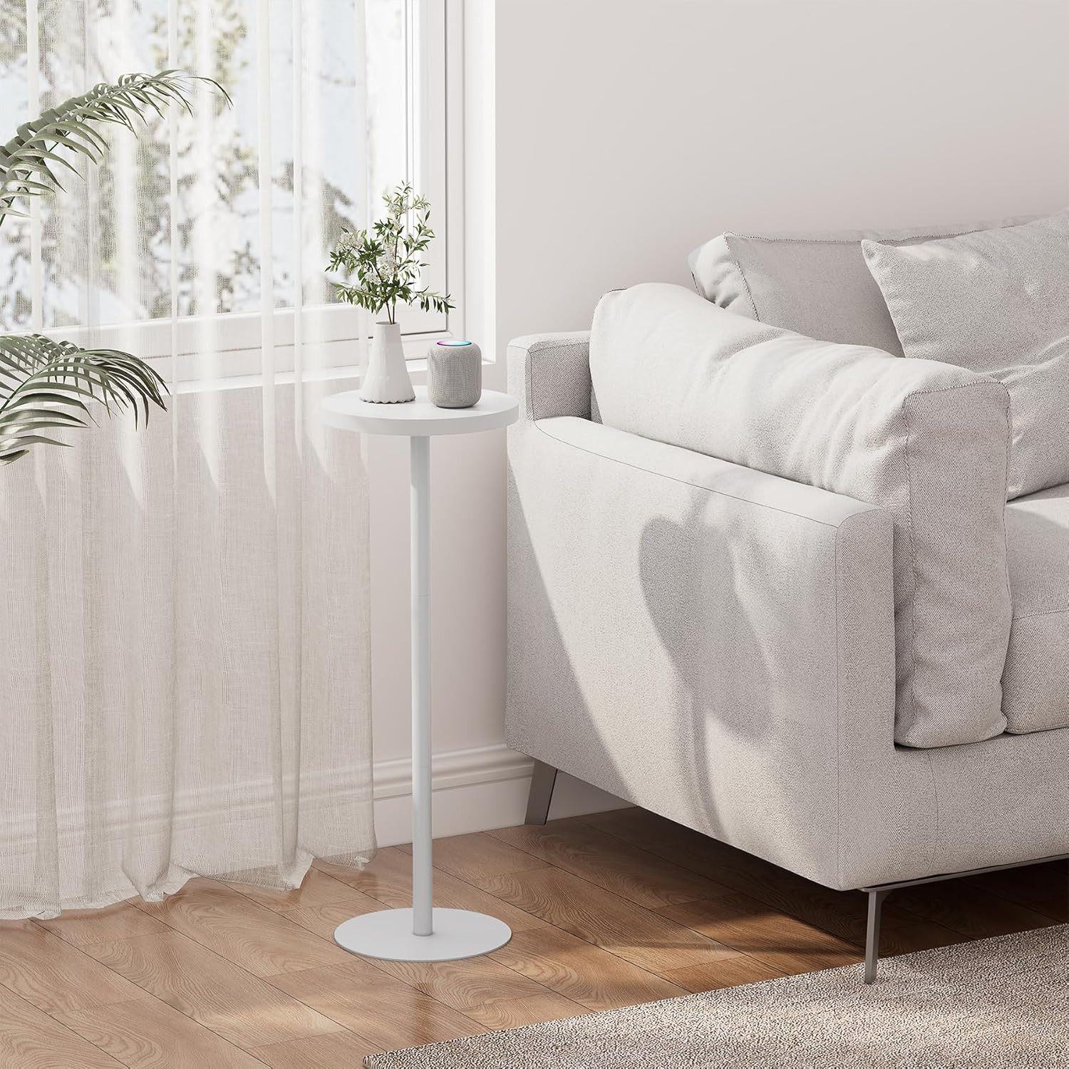 Tall round Side Table, Small End Table, beside Table, Drink Table, Pedestal Side