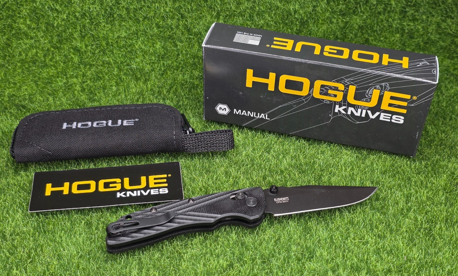 Hogue Deka Knife 3.25" CPM 20CV Clip Point Blade, Black G10 Handle – 24276