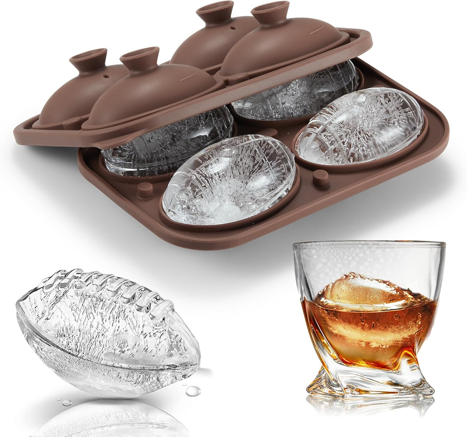 Novelty American Football Gifts Ball Ice Maker Mold, 2.2" Large Sphere round Ice