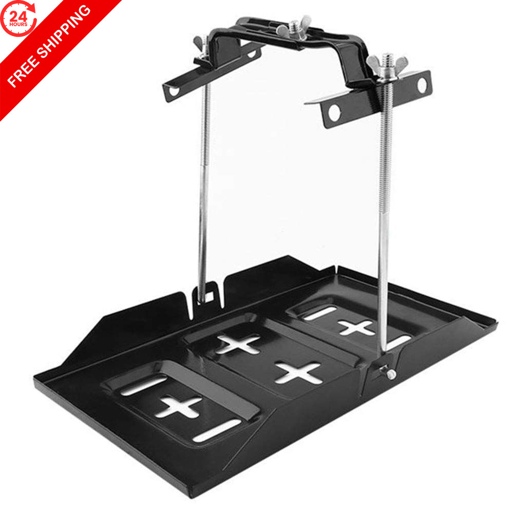 EMVANV Metal Battery Holder Tray, Stable Tray free size, Black