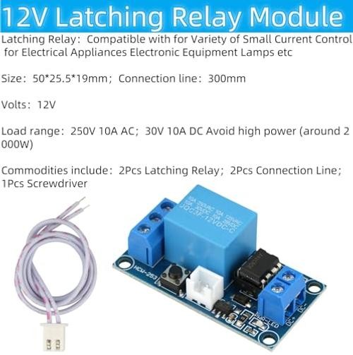 2Pcs 12V Latching Relay Module | Single Bistable, Push to Start and Stop