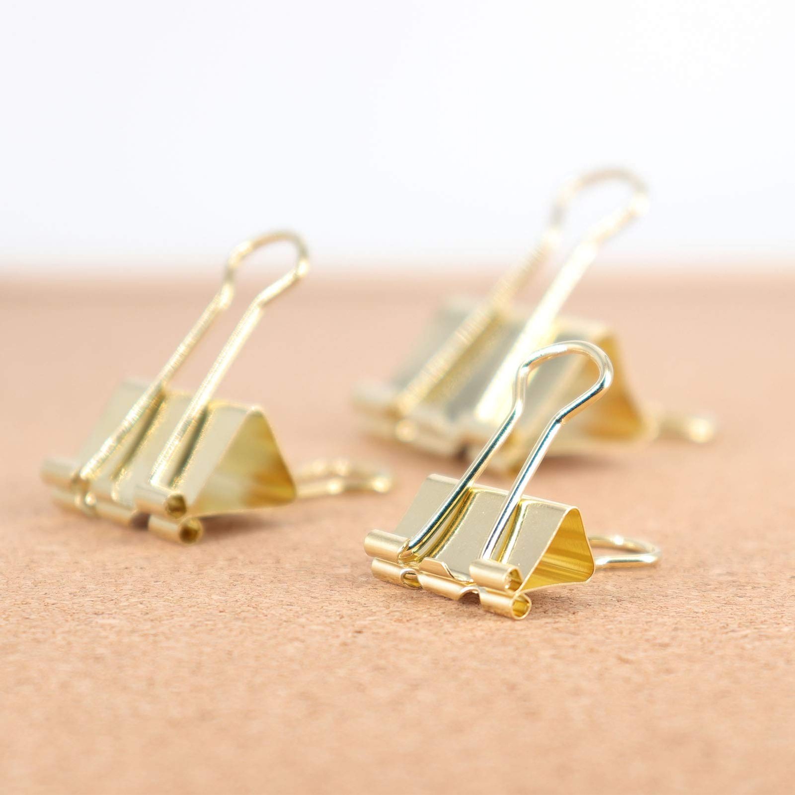 Gold Binder Clips Paper Clamps, Assorted Sizes Set small, medium, large,