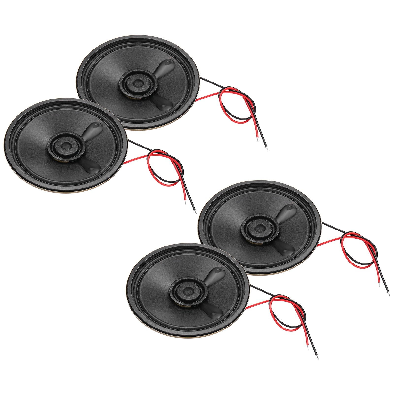 4 Pcs 0.5W 8 Ohm Small Speakers Metal Round Speaker with Wires, 50x12mm Black