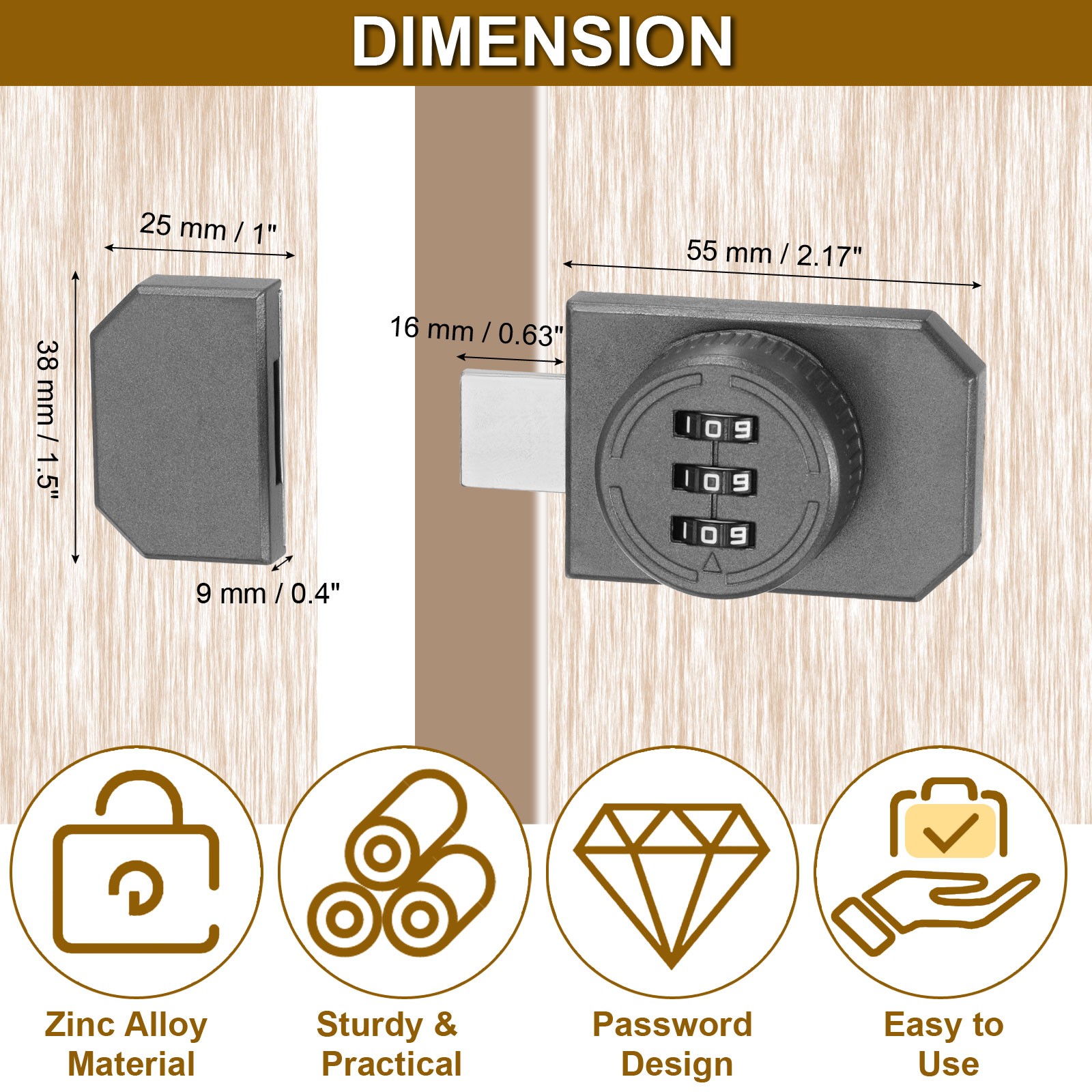 Adhesive Combination Cabinet Latch Keyless Password Lock with Glue Grey
