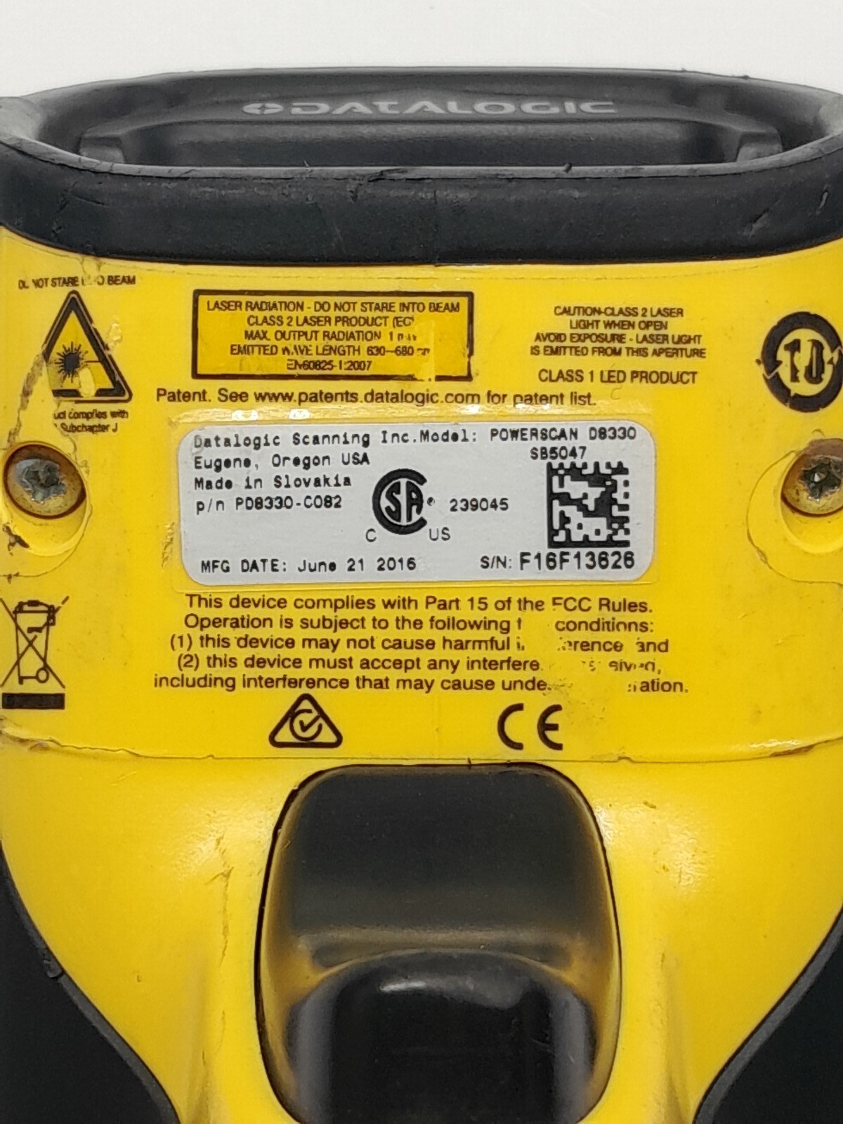 Parts Datalogic PowerScan D8330 Yellow Barcode Scanner