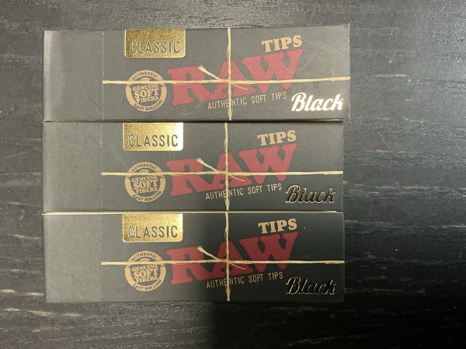 RAW Classic Black Authentic Soft Tips: 3 Packs - 150 Tips