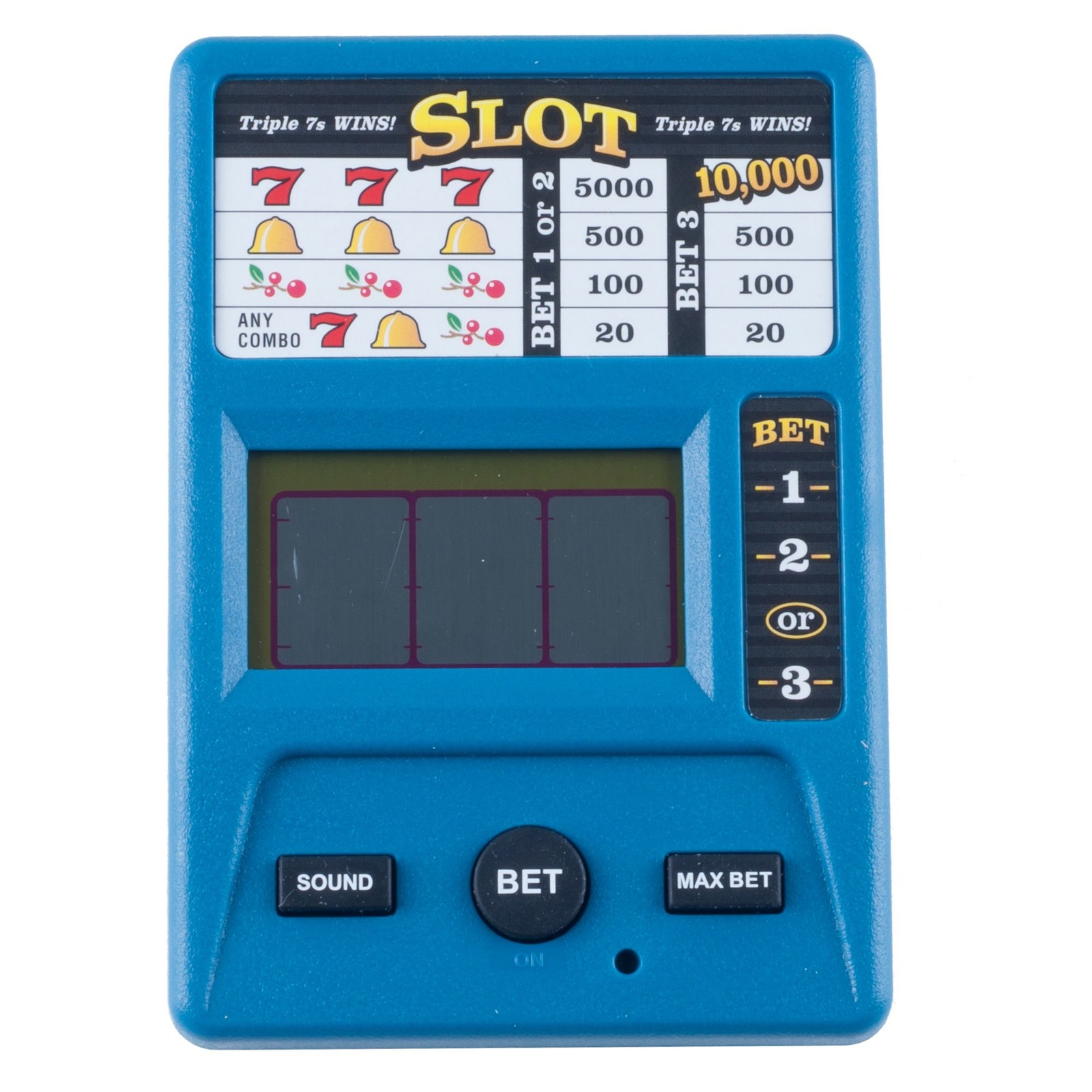 Electronic Handheld Slot Machine Game 3 inches x 4 x 0.75 inches, Blue
