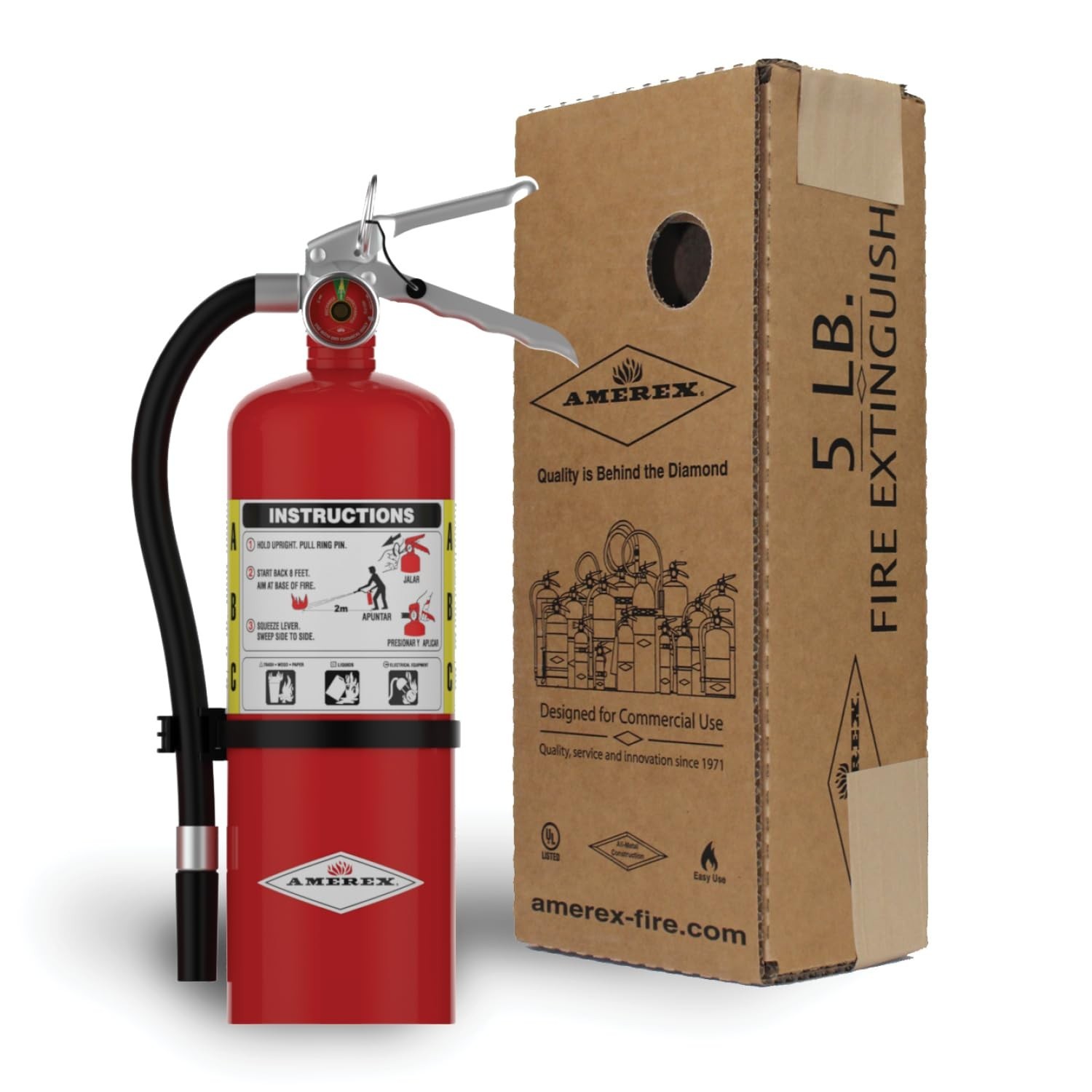 Rechargeable 5 lb ABC Fire Extinguisher with Wall Bracket for Class A B C Fires