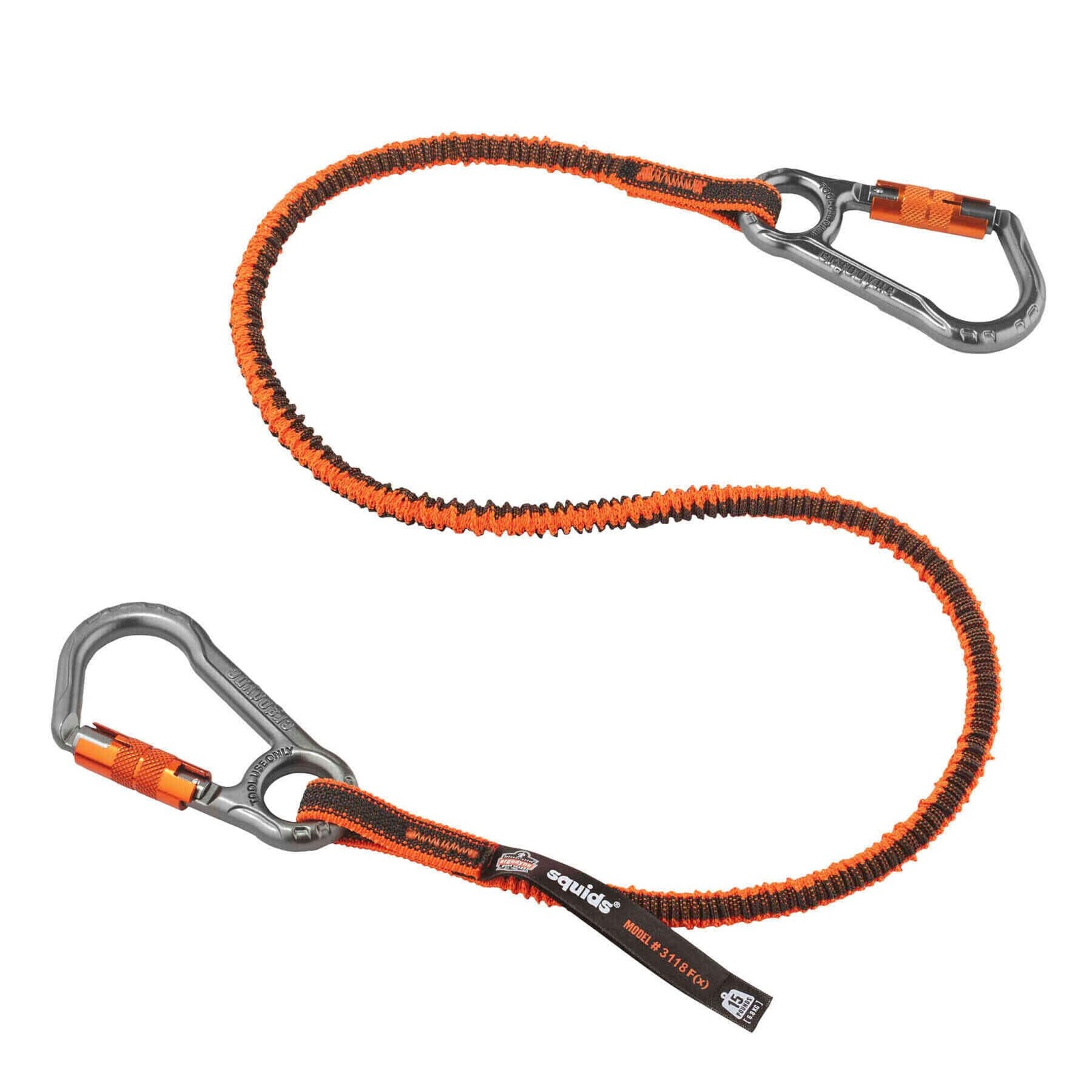 - 19828 Shock Absorbing Tool Lanyard with Two Locking Aluminum Carabiners, To...