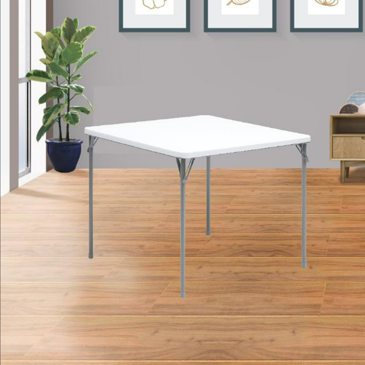 Mainstays 34" Fixed Table Top Folding Legs Card Table, White