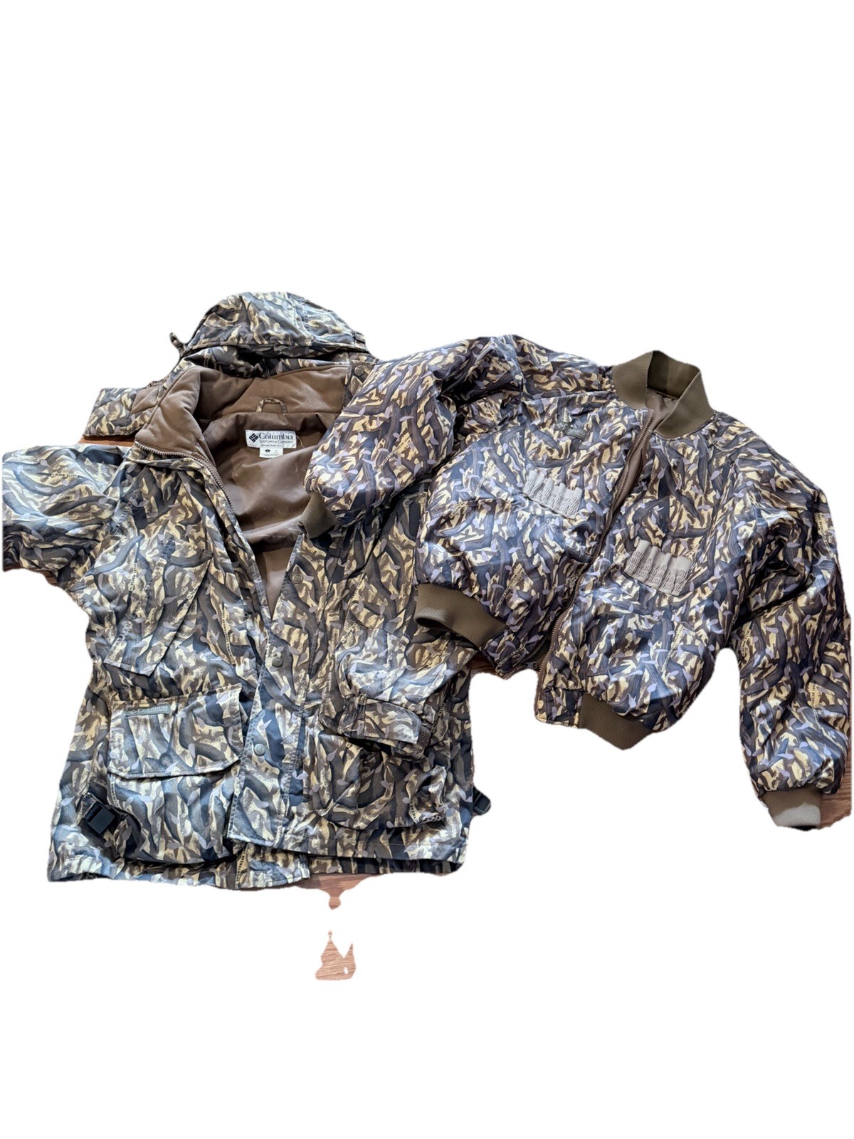 VTG COLUMBIA Large 3 IN 1 CAMO HUNTING Hooded 1995 JACKET COAT DELTA MARSH