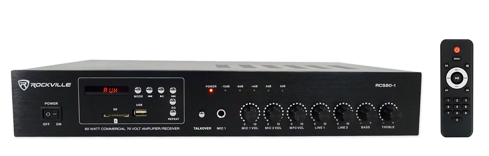 Rockville RCS80-1 60 Watt 70v Commercial/Restaurant Amplifier/Bluetooth Receiver